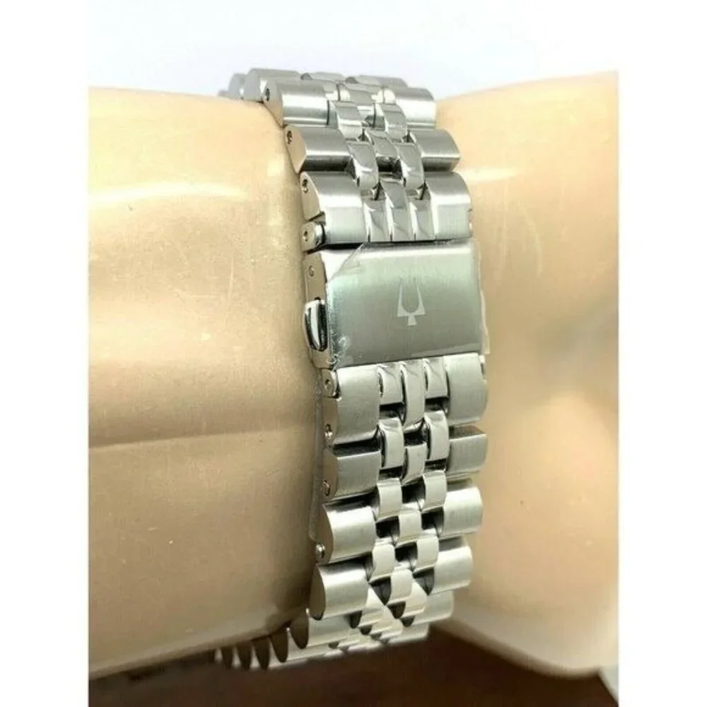 Bulova Men's Watch 96D151 Quartz Diamond Accent Black Dial Stainless Steel 41mm
